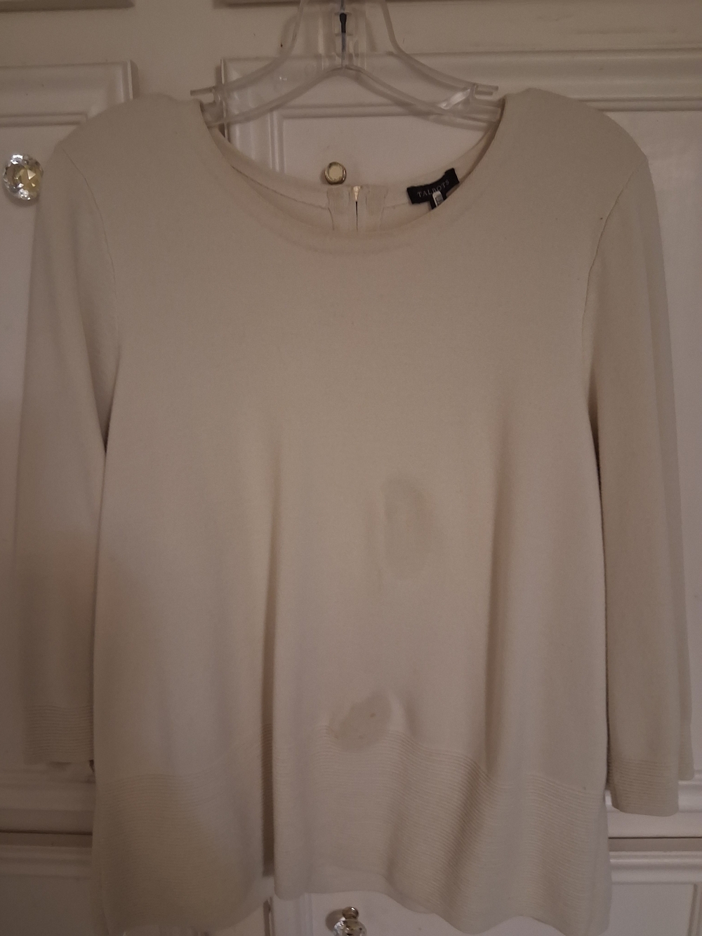 Talbots Cream Long Sleeve Scoop Neck Knit Top